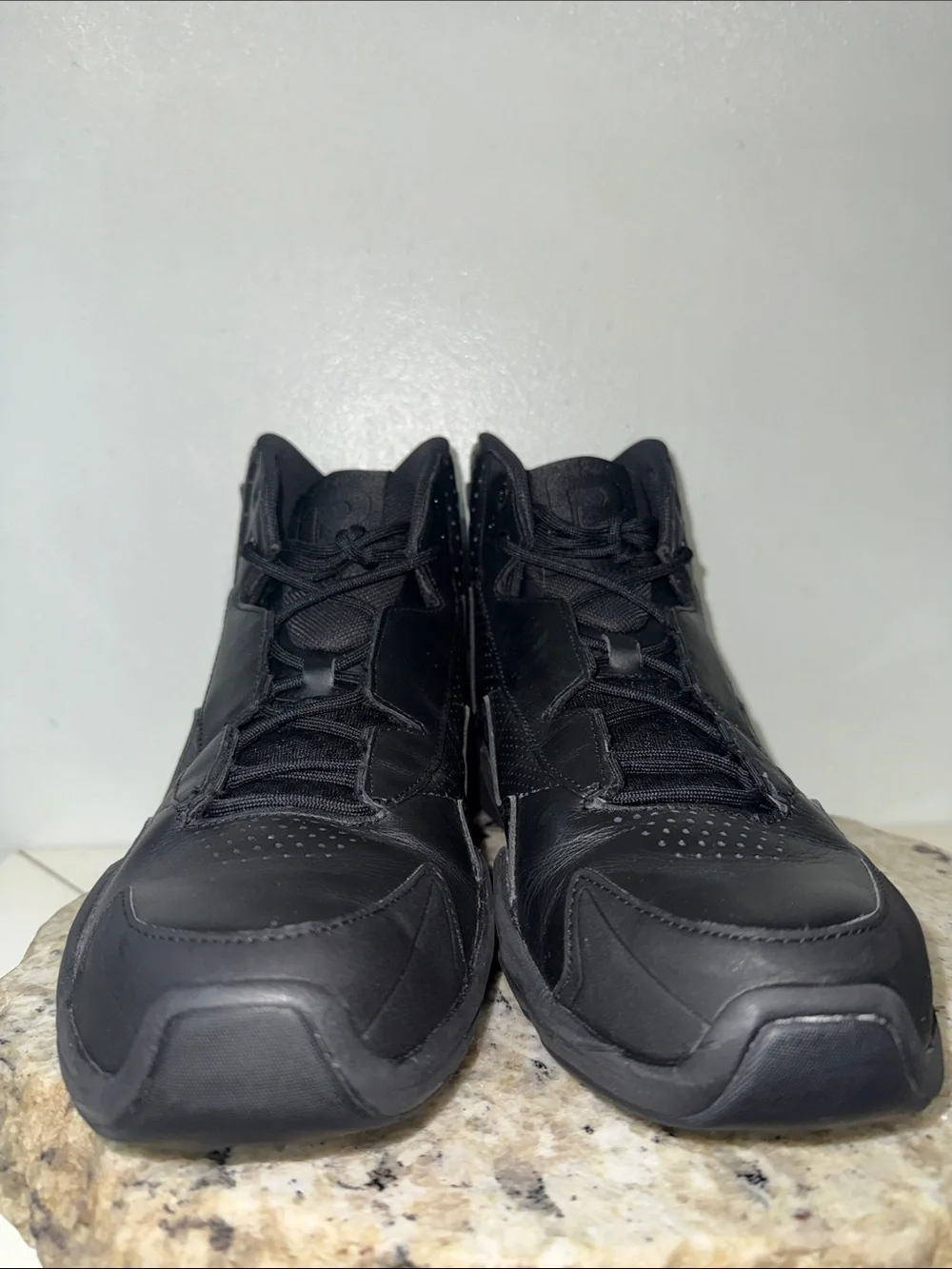 Reebok Men's Sermon-M Black Steel Retro Leather High-Top Sneakers Size 10.5